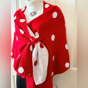 Red and White Polka Dot Shawl